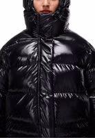 Black Recycled Polyester Full-Length Jacket 4