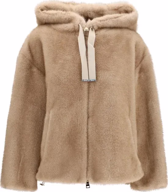 Beige Polyester Full-Length Jacket