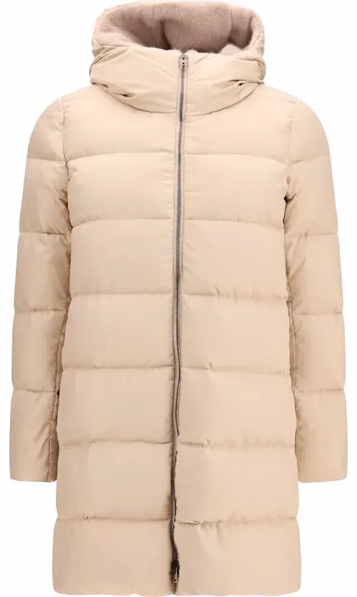 Beige Polyester Full-Length Jacket