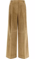 Beige Cotton Flared Pants 1
