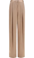 Beige Silk Casual Pants 1