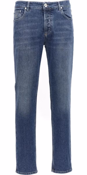 Blue Cotton Slim Fit Jeans