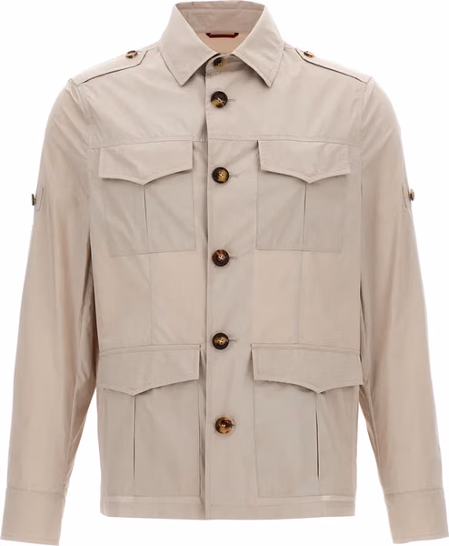 Beige Cotton Full-Length Jacket