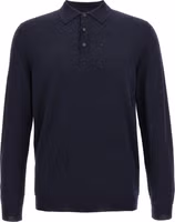Blue Virgin Wool Polo Shirt 1
