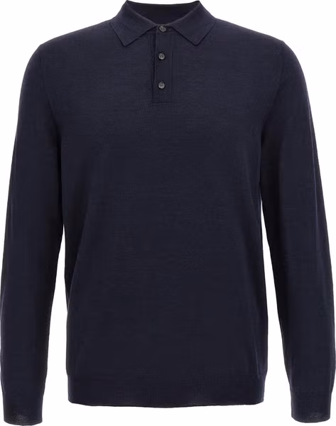 Blue Virgin Wool Polo Shirt