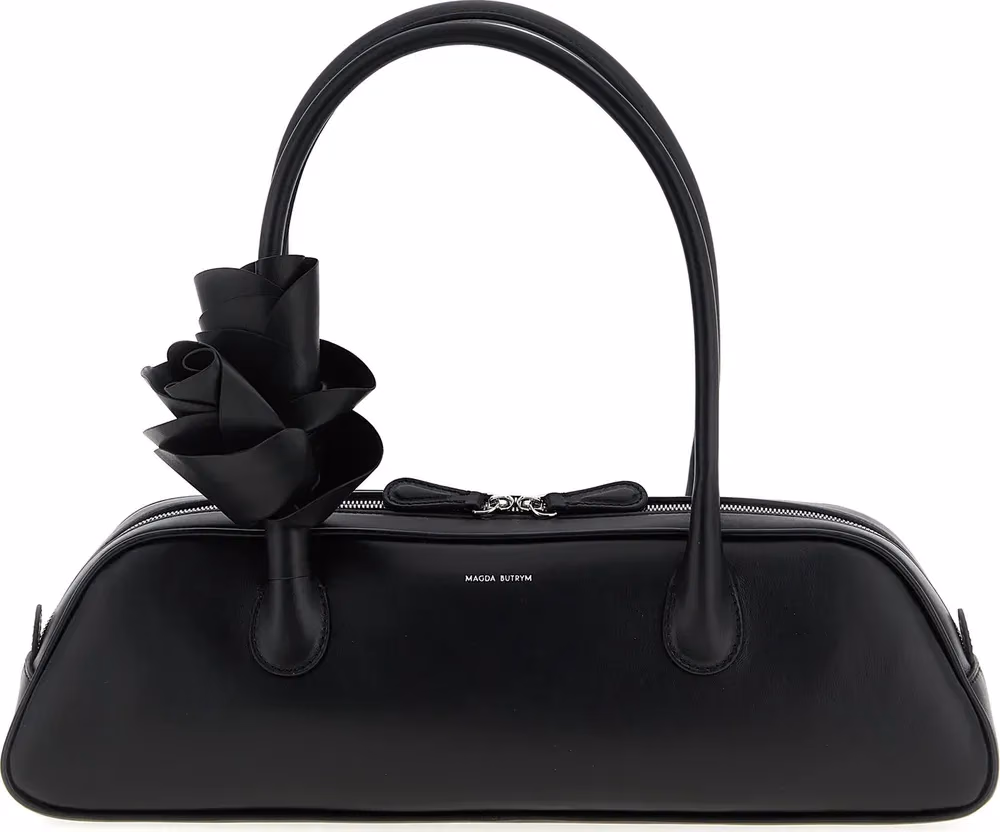 Black Calfskin Shoulder Bag