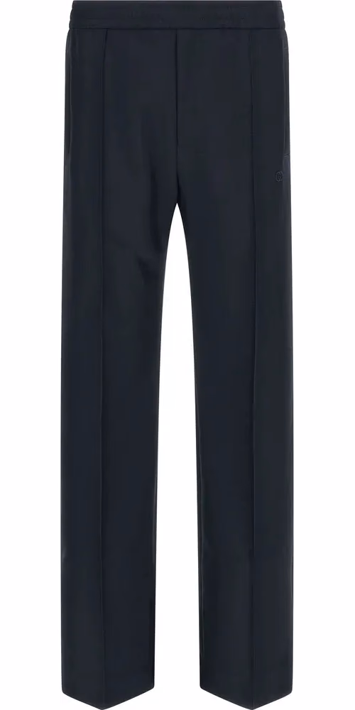 Blue Polyester Casual Pants