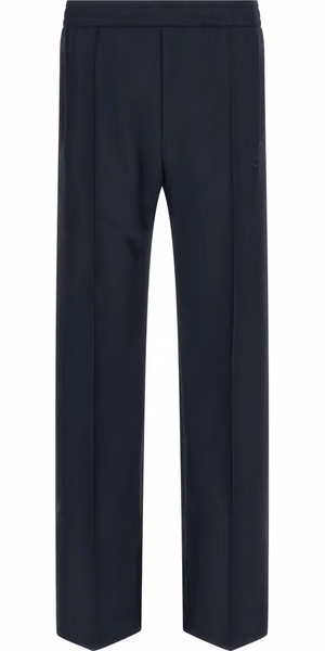 Blue Polyester Casual Pants