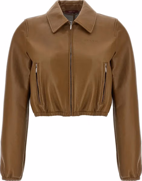 Beige Lamb Leather Leather Jacket
