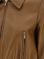 Beige Lamb Leather Leather Jacket 5