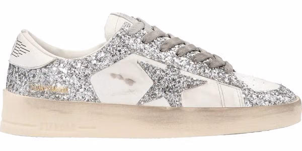 Silver Polyester Low Top Sneakers