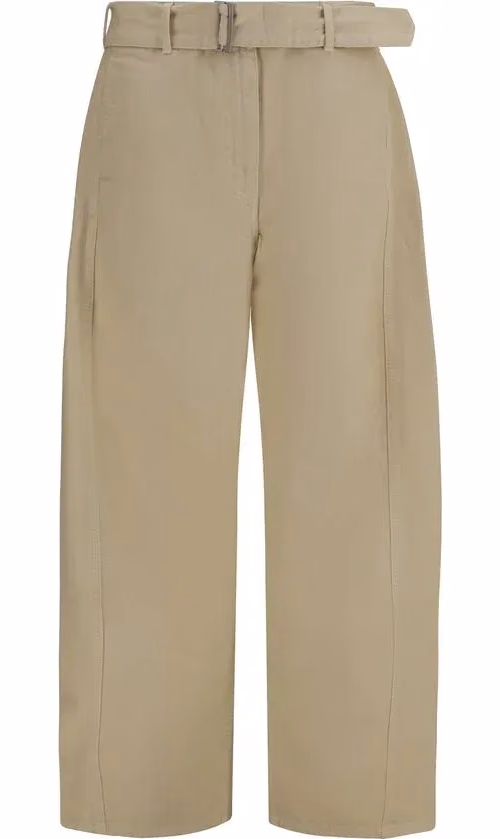 Beige Cotton Casual Pants