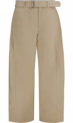 Beige Cotton Casual Pants