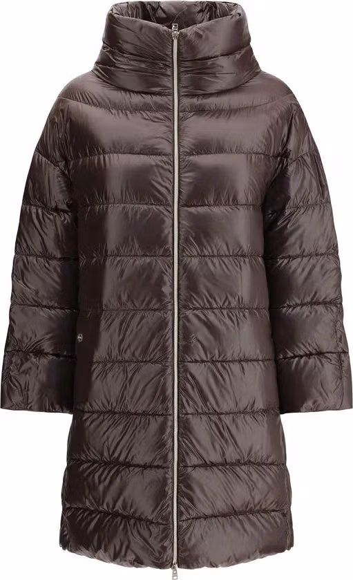 Brown Polyester Full-Length Jacket