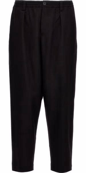 Black Virgin Wool Cropped Pants