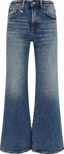Blue Cotton Flared Jeans