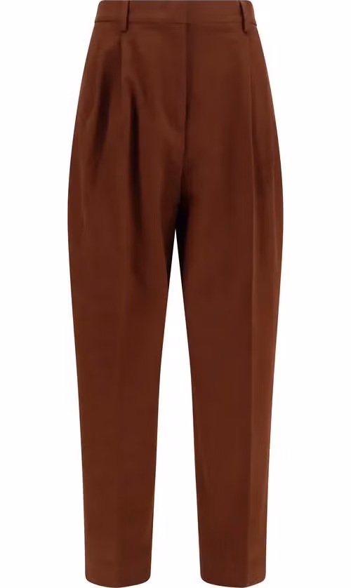 Brown Cotton Casual Pants