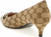 Beige Polyester Mid Heel Pumps 3
