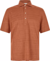Orange Linen Polo Shirt 1