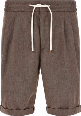 Brown Linen Bermuda Shorts