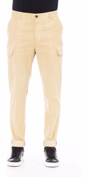 Beige Cotton Men Pants