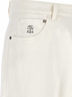 White Cotton Cropped Jeans 5