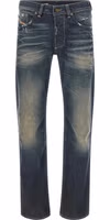 Blue Cotton Straight-Leg Jeans 1