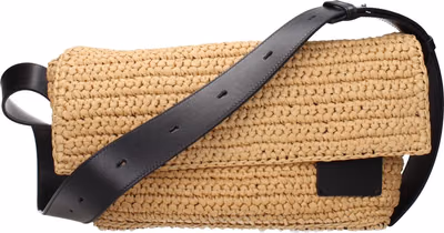 Beige Raffia Crossbody Bag