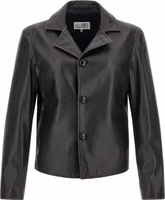 Black Polyester Leather Jacket 1