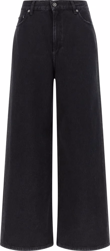 Black Cotton Flared Jeans