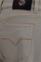 Beige Cotton Tapered Jeans 3