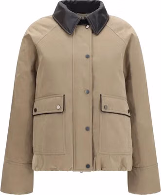Beige Cotton Full-Length Jacket