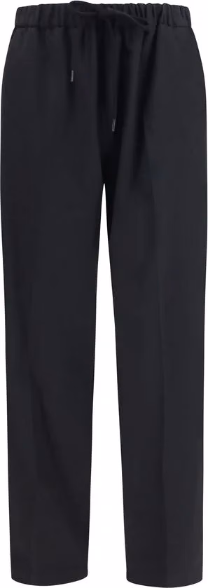Black Polyester Casual Pants