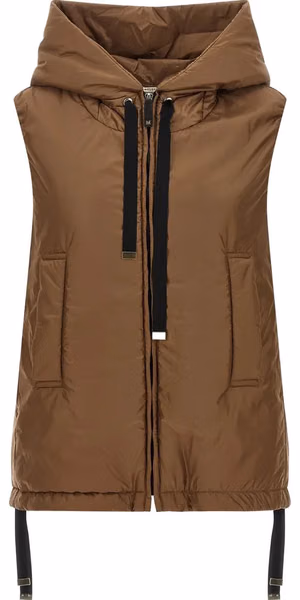 Brown Polyester Sleeveless Jacket