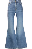 Blue Cotton Flared Jeans 1