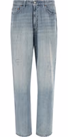 Blue Cotton Straight-Leg Jeans 1