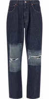 Blue Cotton Straight-Leg Jeans 1