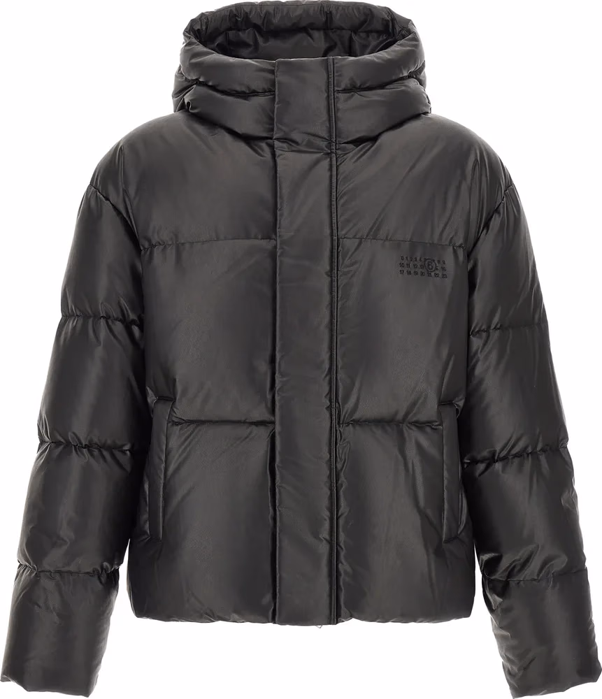 Black Polyester Full-Length Jacket