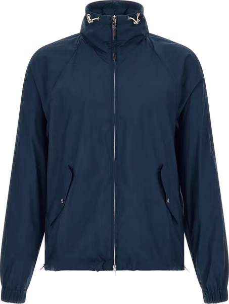 Blue Polyester Full-Length Jacket