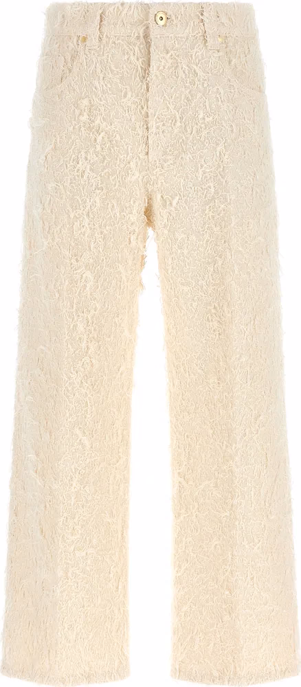 Beige Cotton Casual Pants