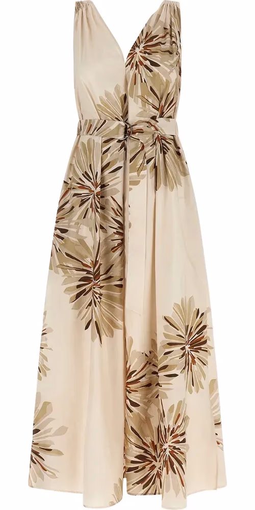 Beige Cotton Midi Dress