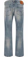 Blue Cotton Straight-Leg Jeans 2