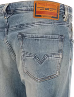 Blue Cotton Straight-Leg Jeans 4