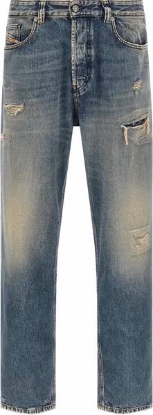 Blue Cotton Tapered Jeans
