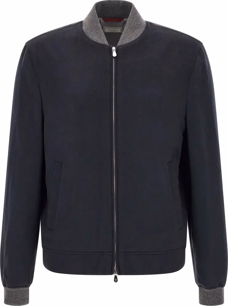Blue Cashmere Bomber