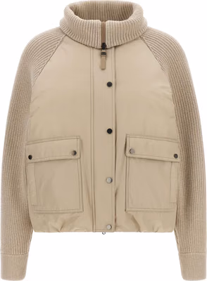 Beige Cotton Full-Length Jacket