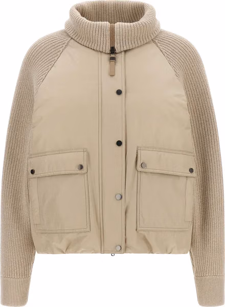 Beige Cotton Full-Length Jacket