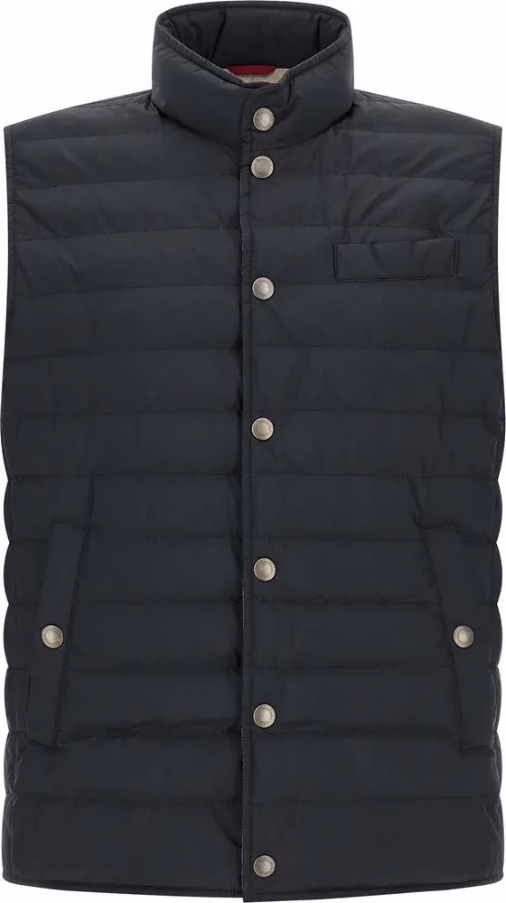 Blue Polyester Sleeveless Jacket