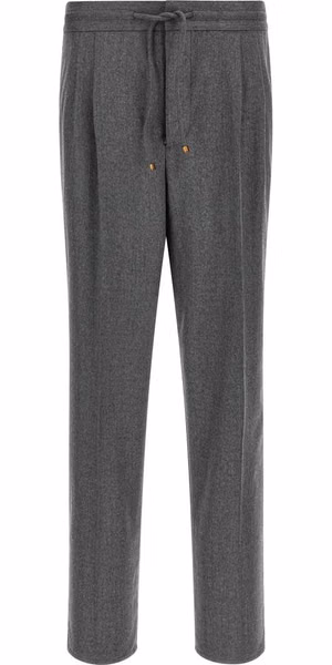 Gray Virgin Wool Casual Pants