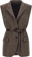 Brown Virgin Wool Sleeveless Jacket 1